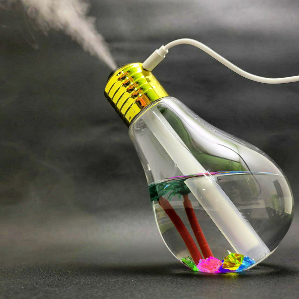 Увлажнитель (аромадиффузор) воздуха «Лампочка» BULB Humidifier с LED подсветкой, USB, 400 ml